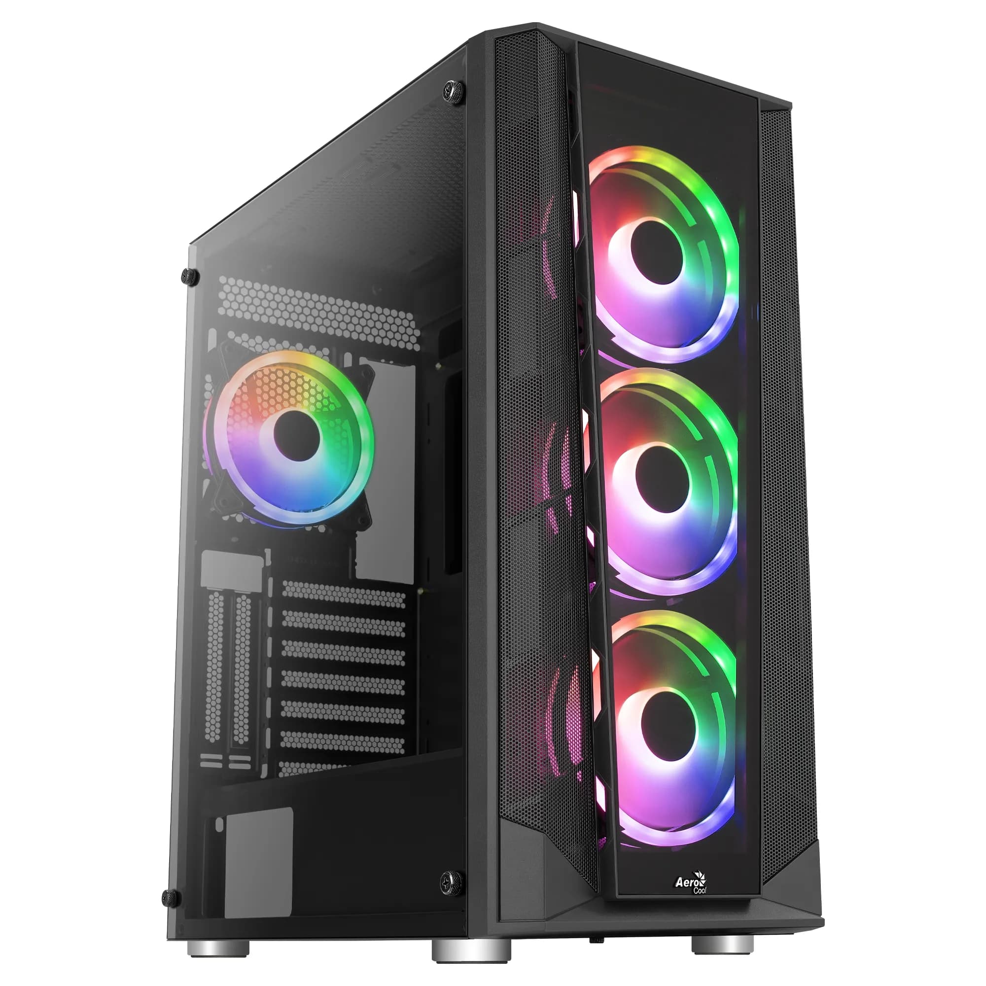 AEROCOOL Prismbkv3 -miditornikotelo ikkunalla ja RGB-valaistuksella, musta – AEROCOOL