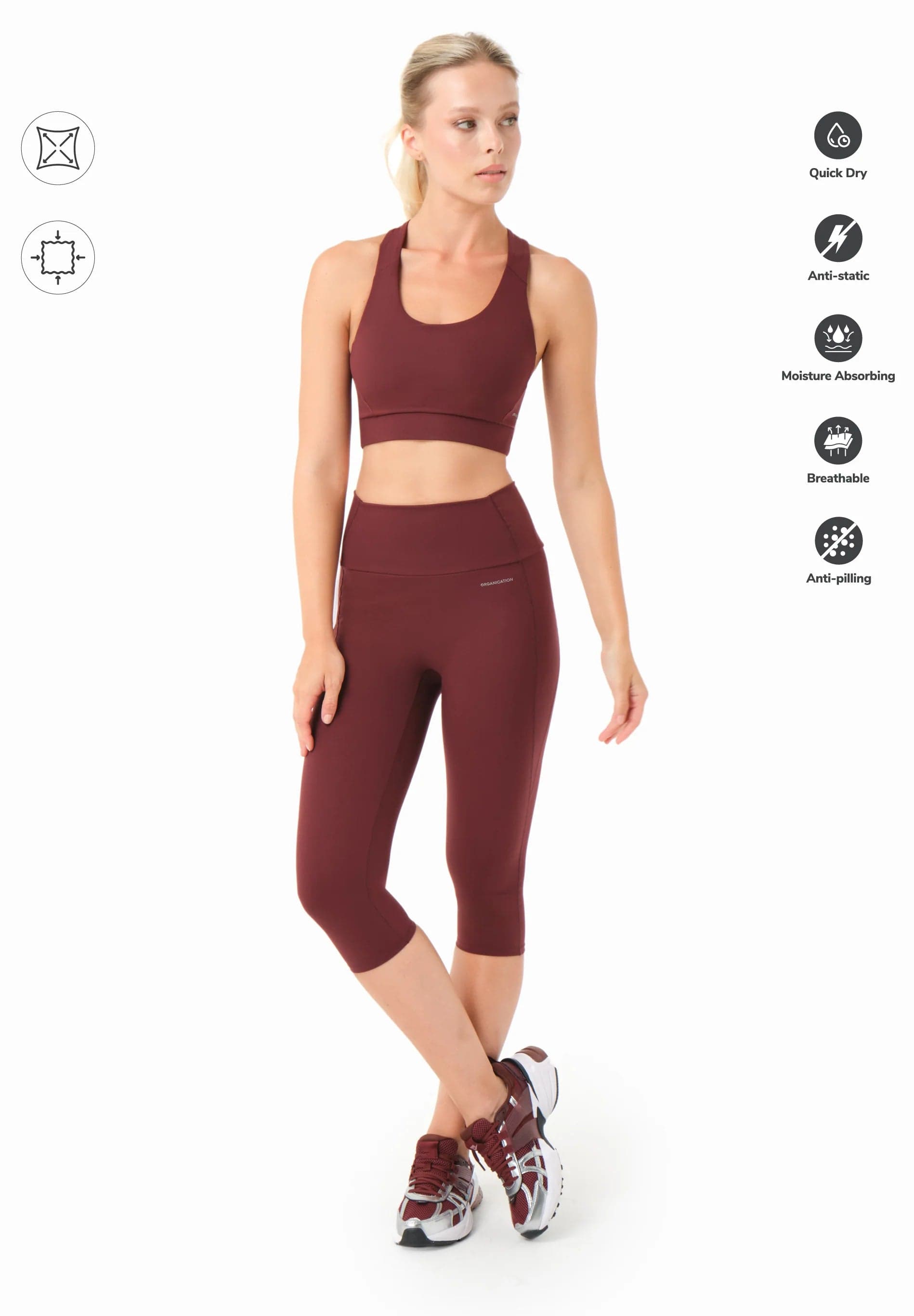 Lailla Capri Leggingsit Bordeaux – ORGANICATION