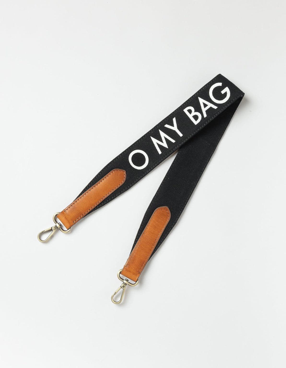 Shoulder Canvas Logo Strap Black & Cognac Classic Leather – O My Bag