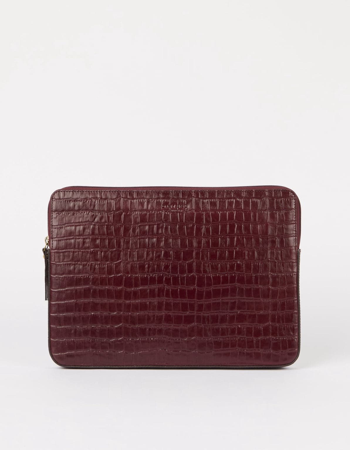 Laptop Sleeve 13"/14" Croco Print Leather Dark Cherry – O My Bag