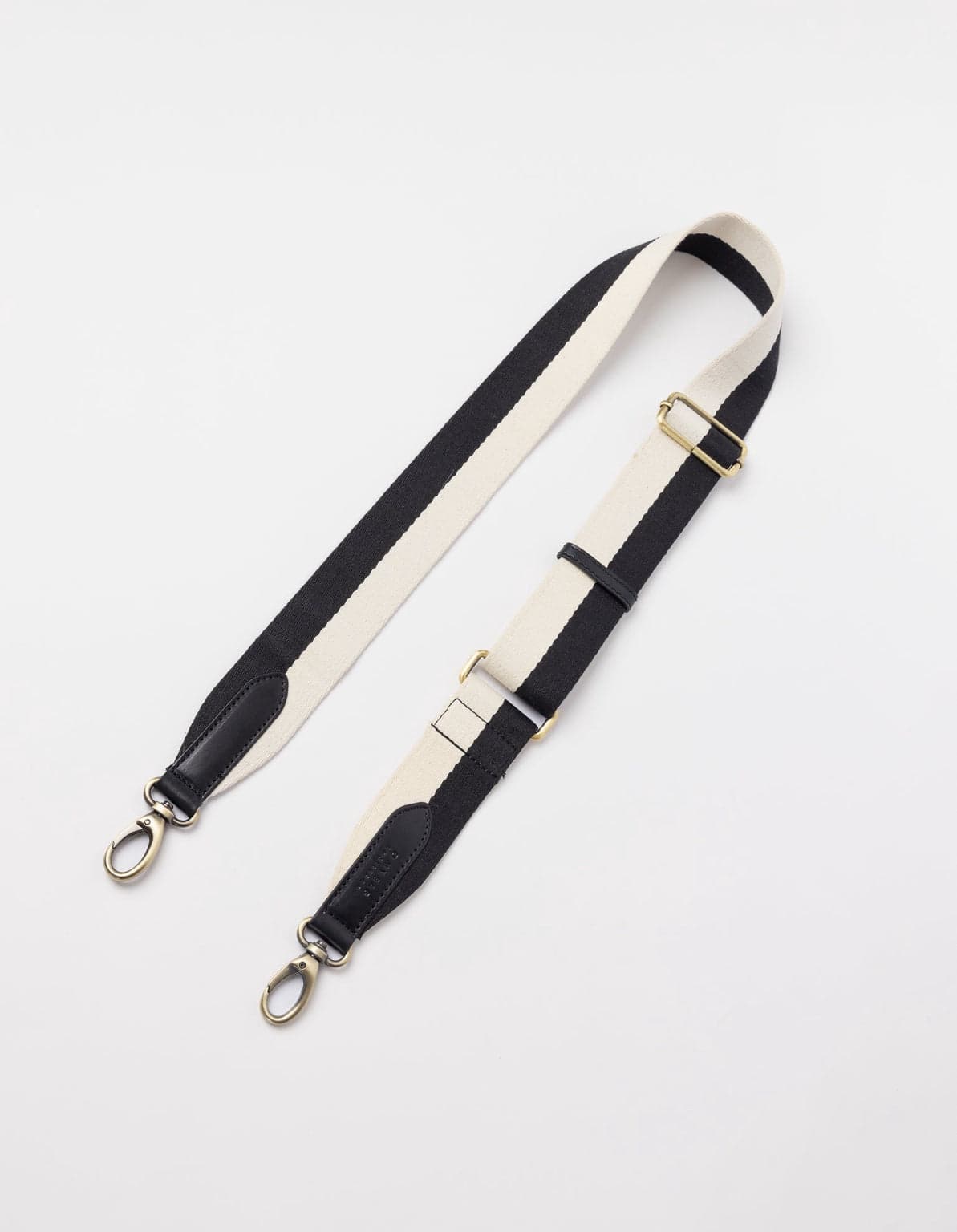 Striped Webbing Strap Black & White / Black Classic Leather – O My Bag