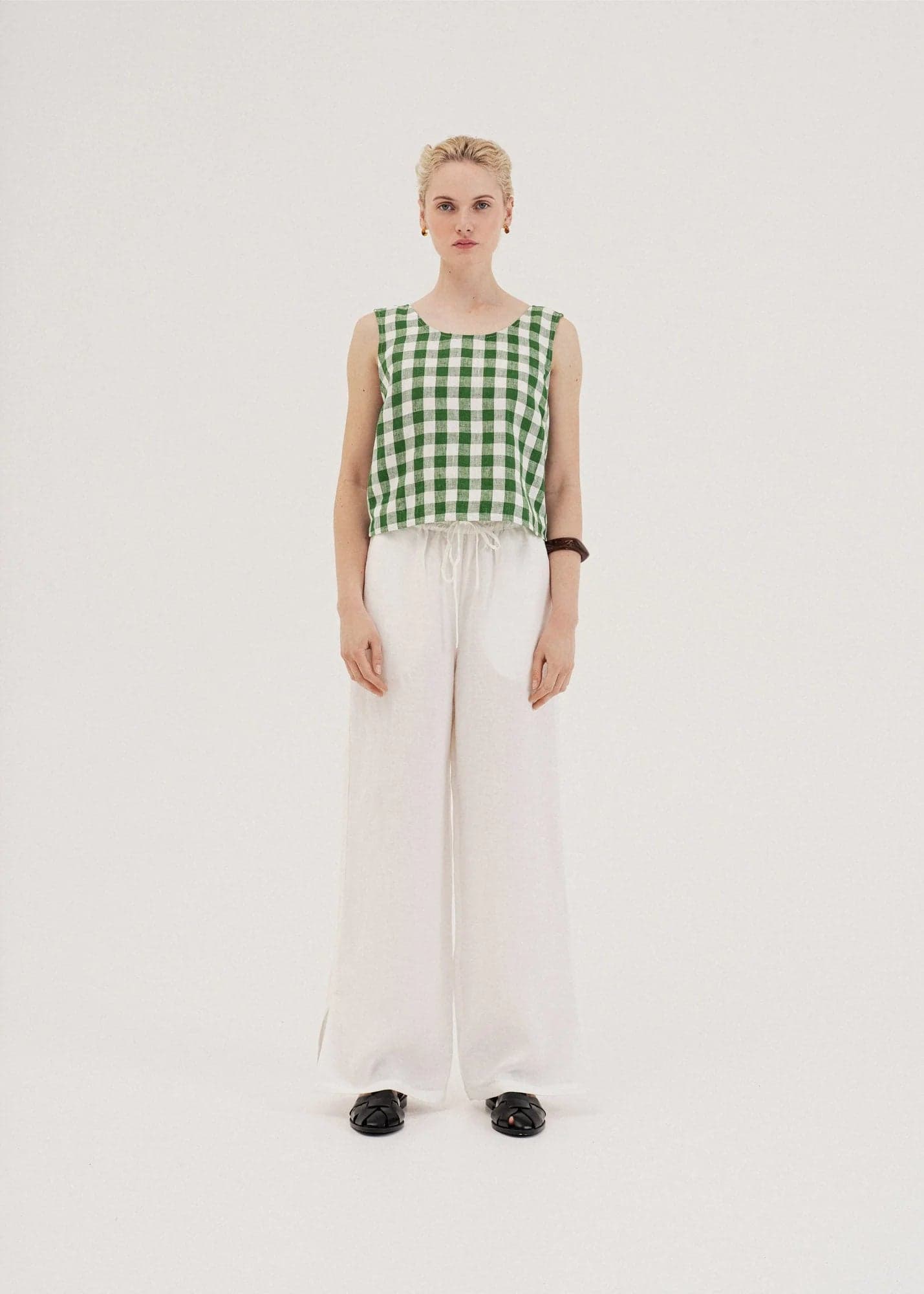 Ella Toppi Pellava Green Gingham – AmourLinen