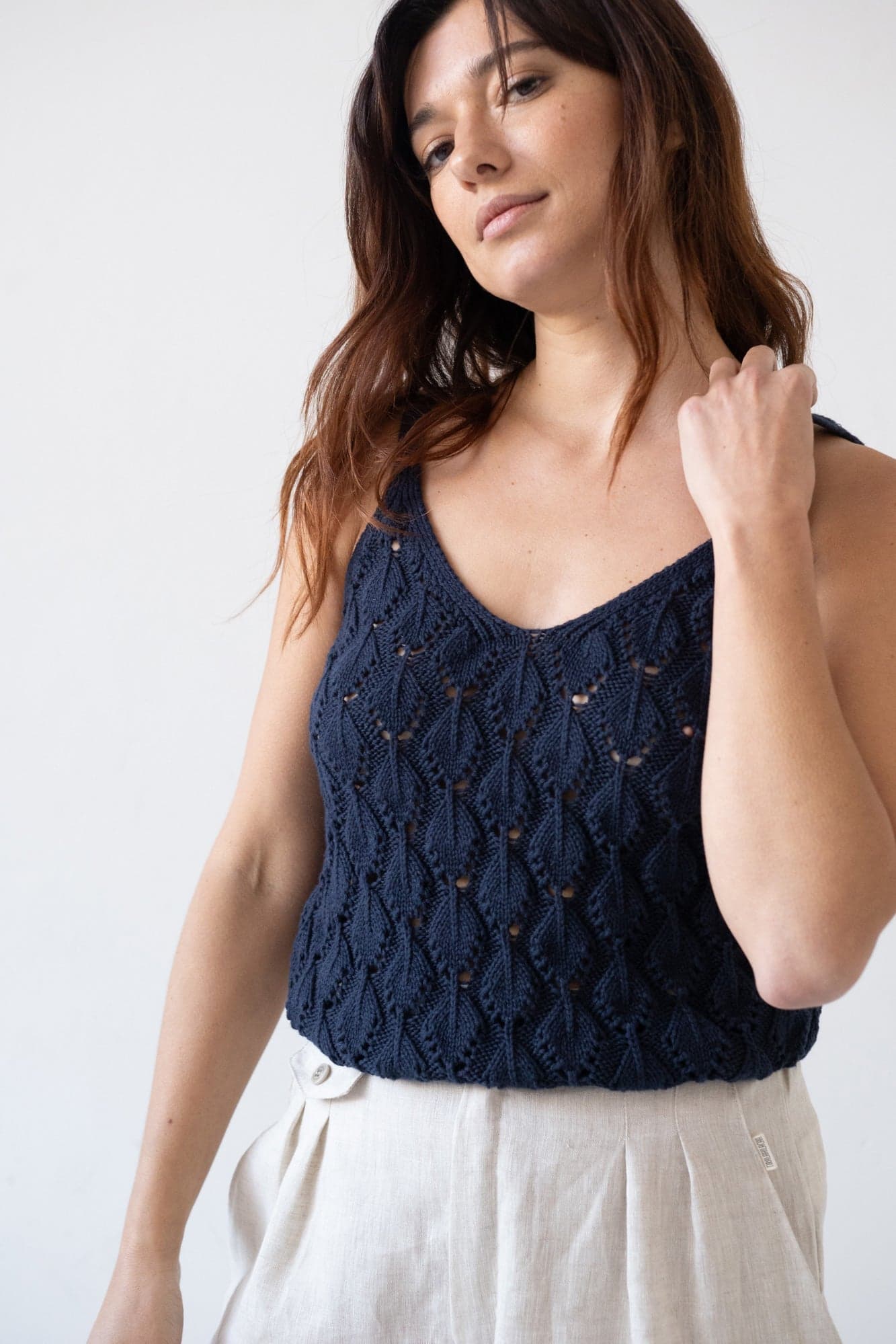 Basile Openwork Tank Top Blue – TIRALAHILACHA