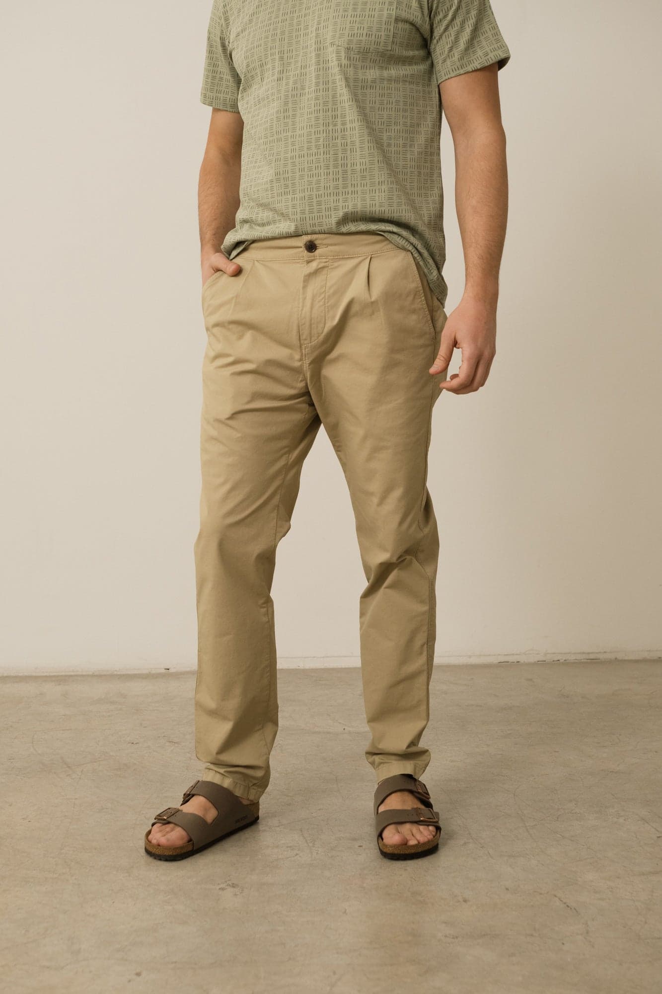 Herman Chino Pellavasekoitehousut Khaki – TIRALAHILACHA