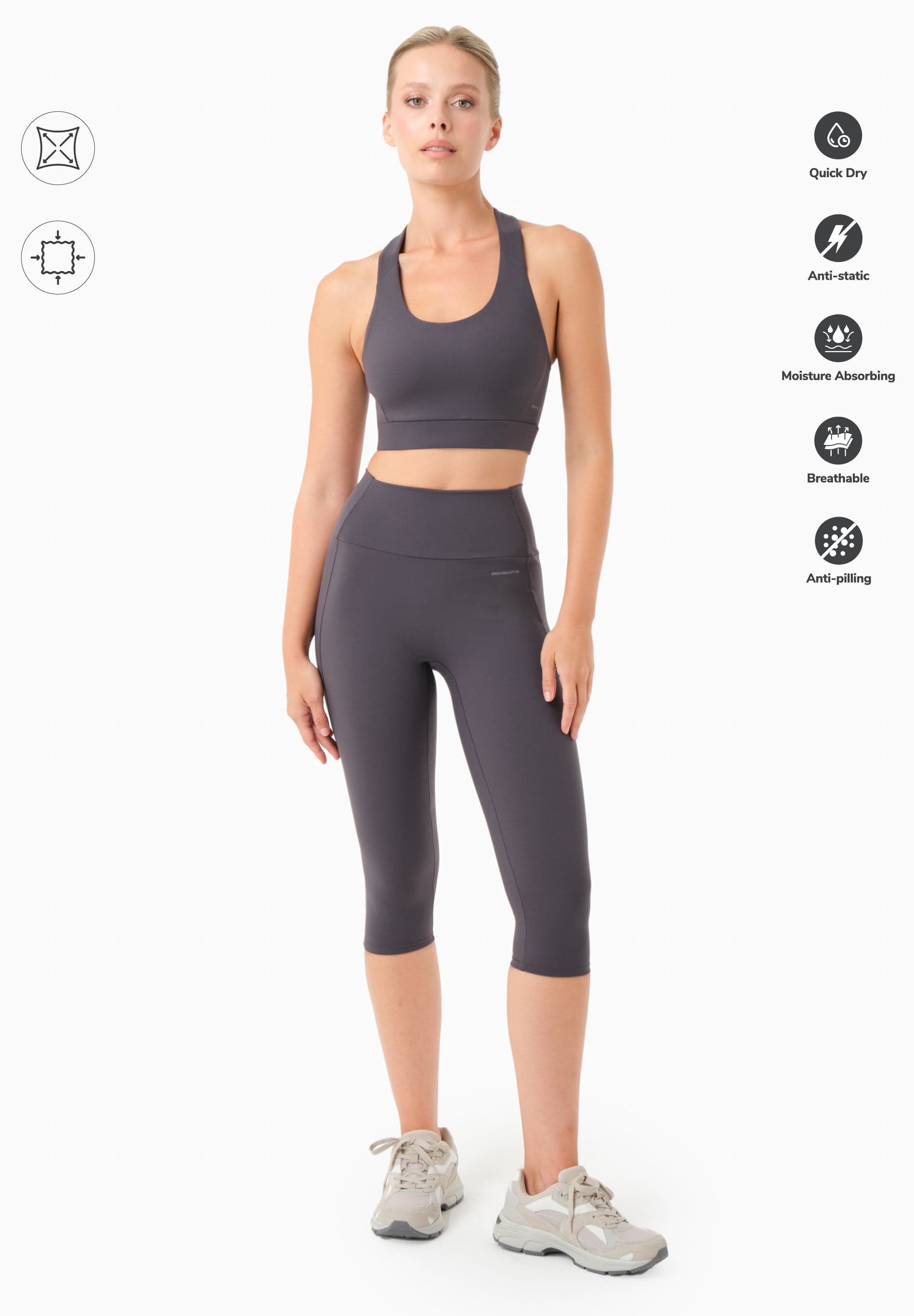 Lailla Capri Leggingsit Varjoharmaa – ORGANICATION