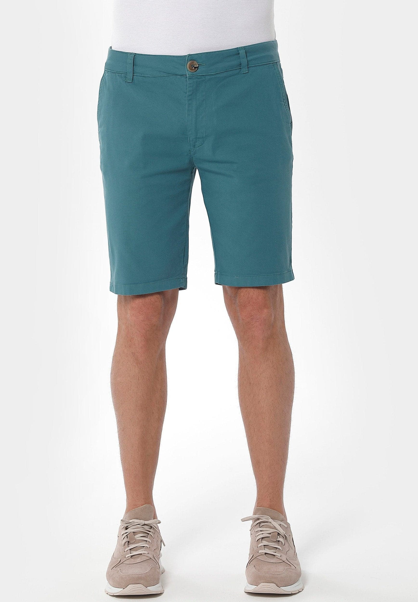 Miesten Slim Chinoshortsit Petrol Green – ORGANICATION