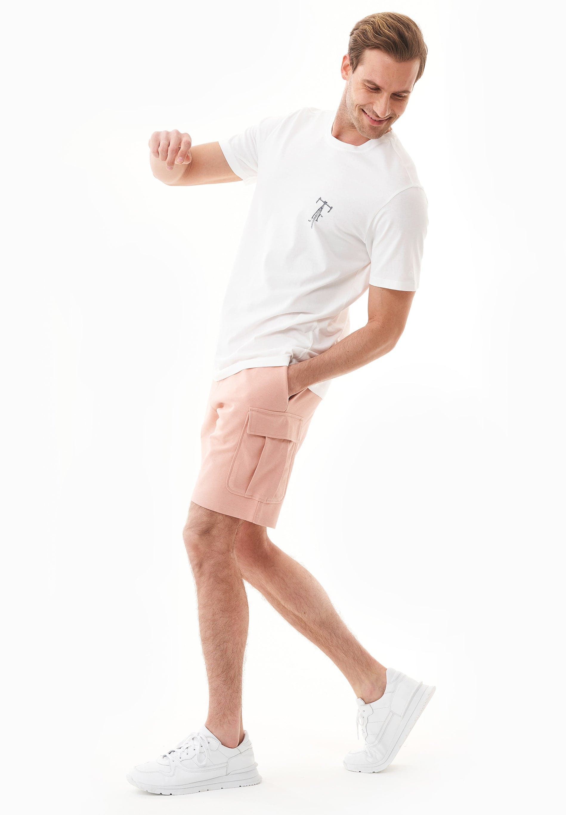 Miesten Cargo Collegeshortsit Dusty Blush – ORGANICATION