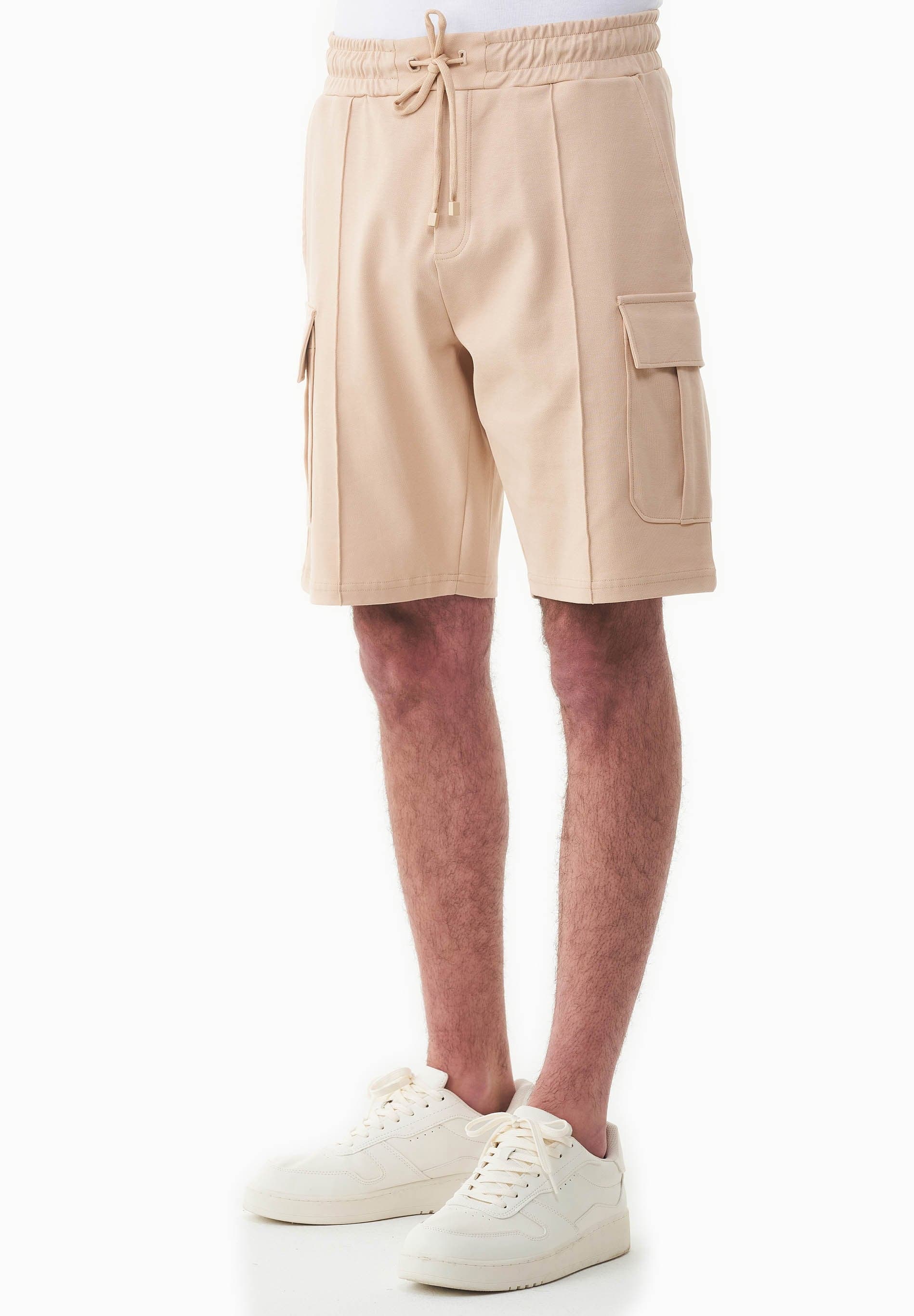 Miesten Piqué Cargo Collegeshortsit Soft Beige – ORGANICATION