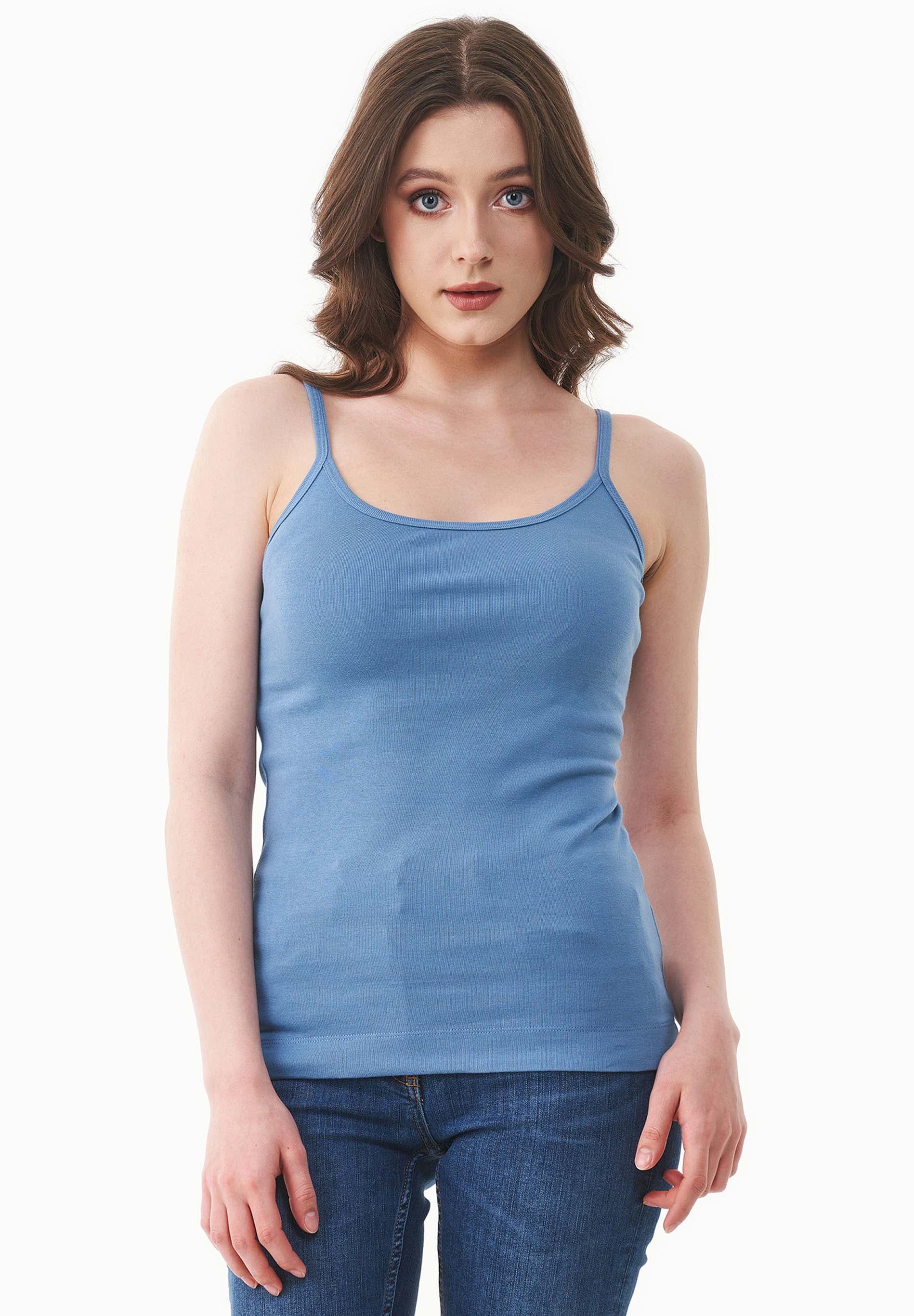 Women's Ribbed Spaghetti Strap Top Coronet Blue – ORGANICATION
