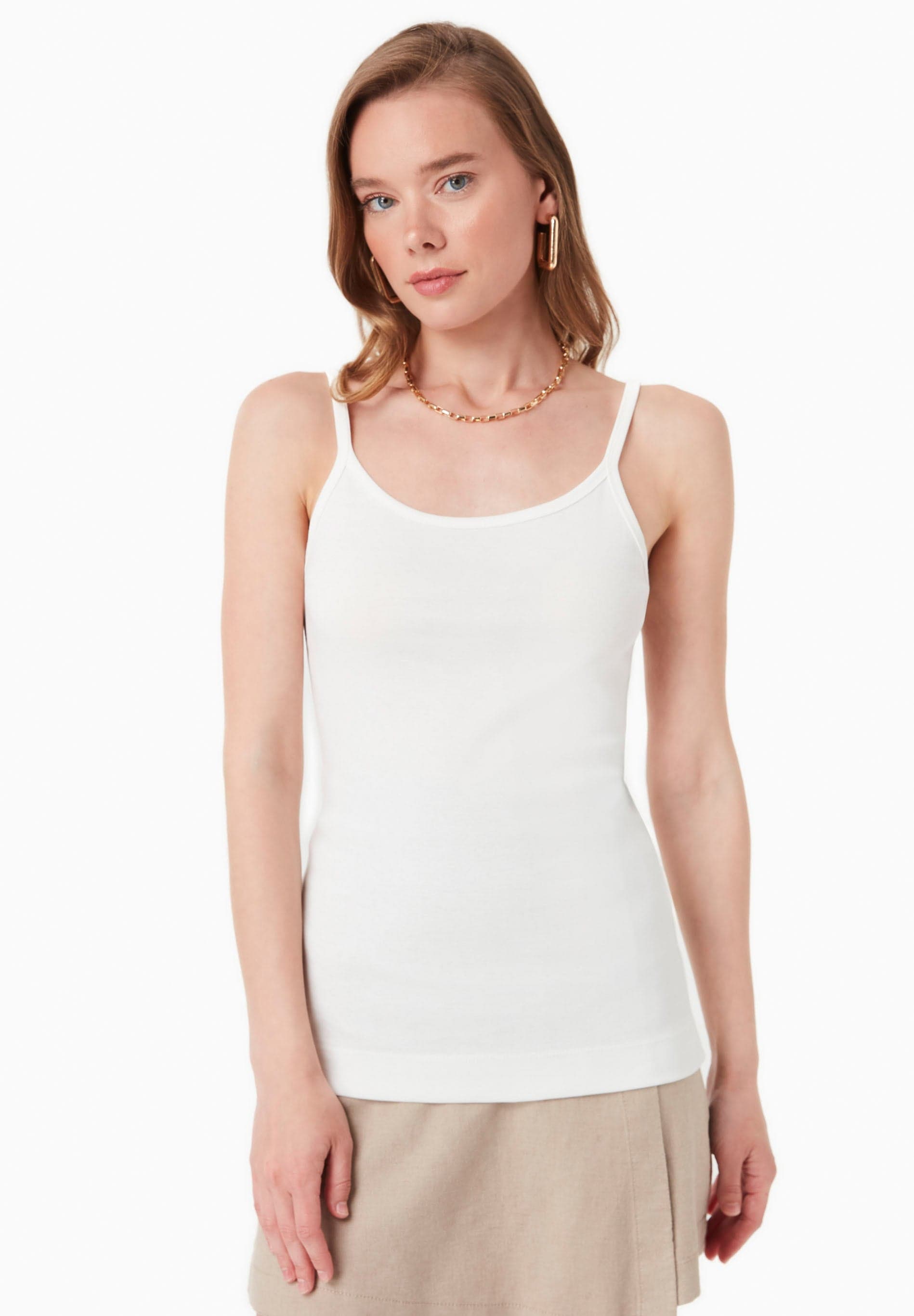 Women's Ribbed Spaghetti Strap Top Off White – ORGANICATION