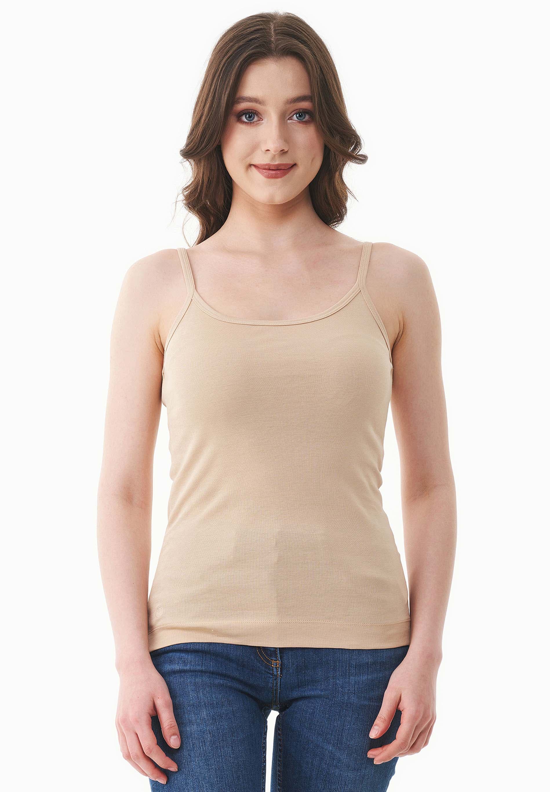 Women's Ribbed Spaghetti Strap Top Soft Beige – ORGANICATION