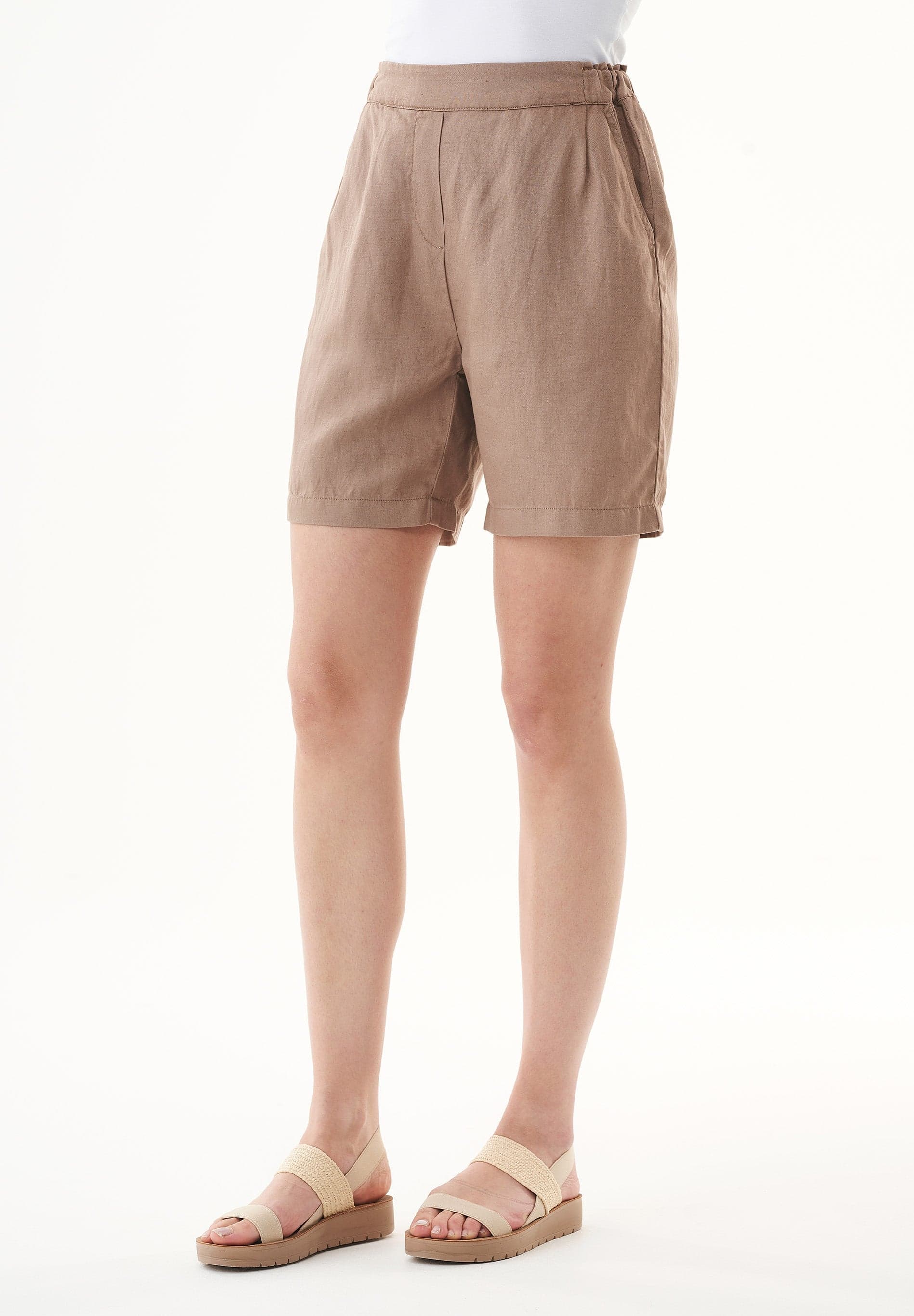 Casual Lyocell/Linen Shorts Deep Taupe – ORGANICATION