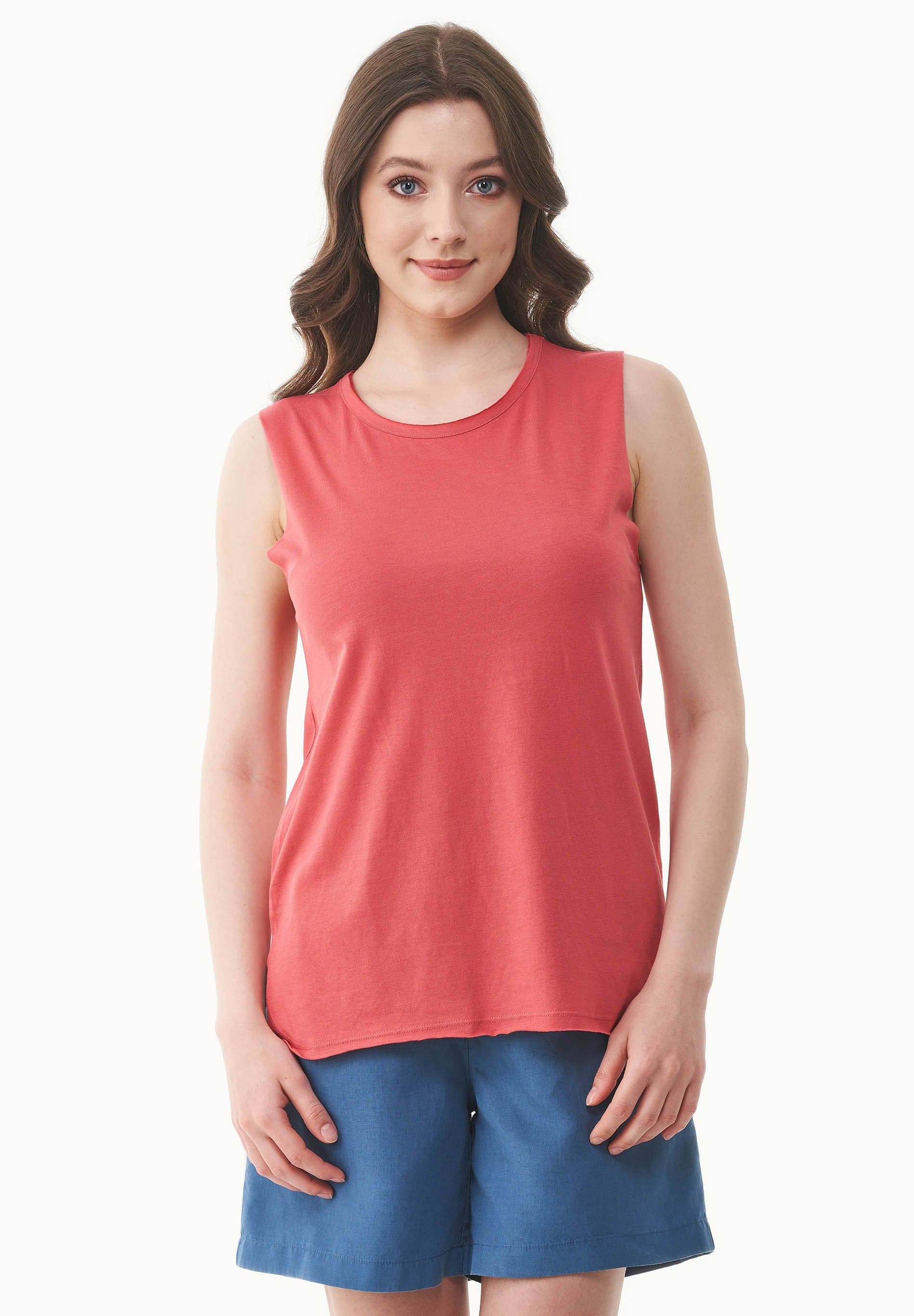 Modal Blend Round Neck Top Radiant Red – ORGANICATION