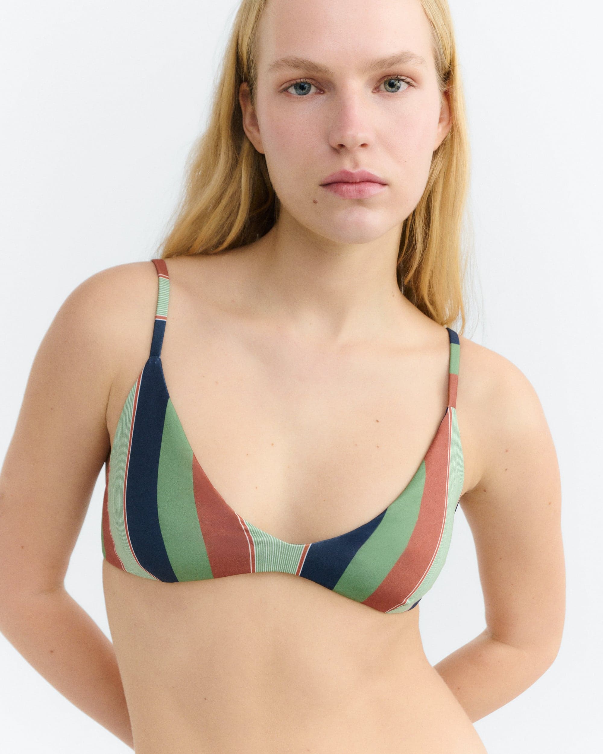 Positano Bikini Top Multicolored Striped – Thinking MU