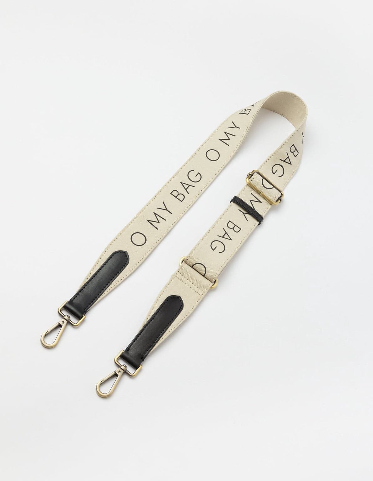 Canvas Logo Strap White & Black Classic Leather – O My Bag