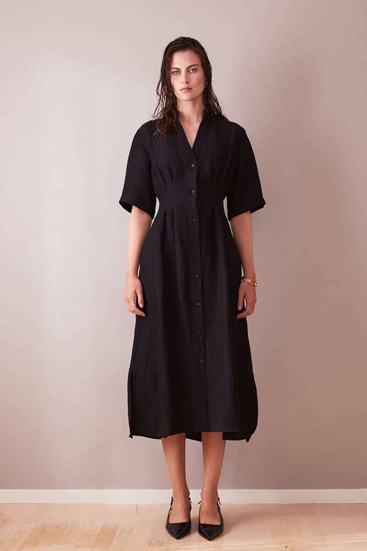 Åsa Long Shirt Dress Black – Studio Heijne