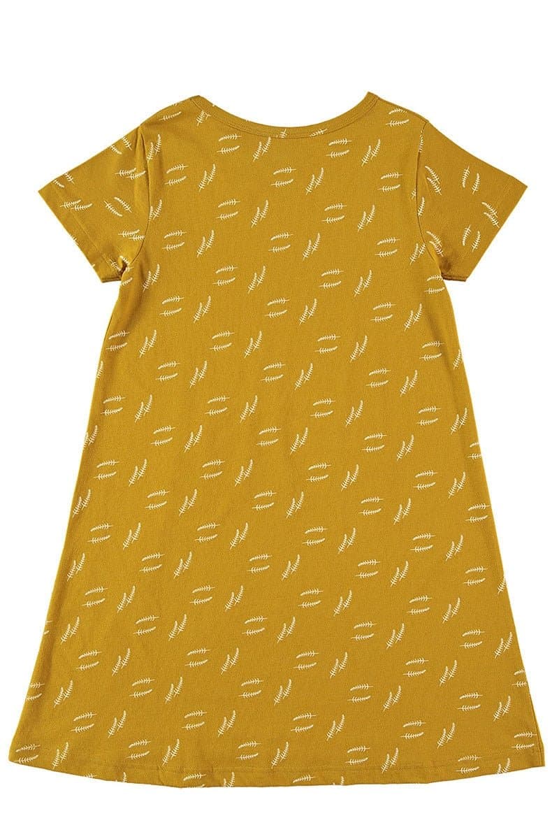 Lasten Evasé Puuvillamekko Seaweed Mustard – TIRALAHILACHA
