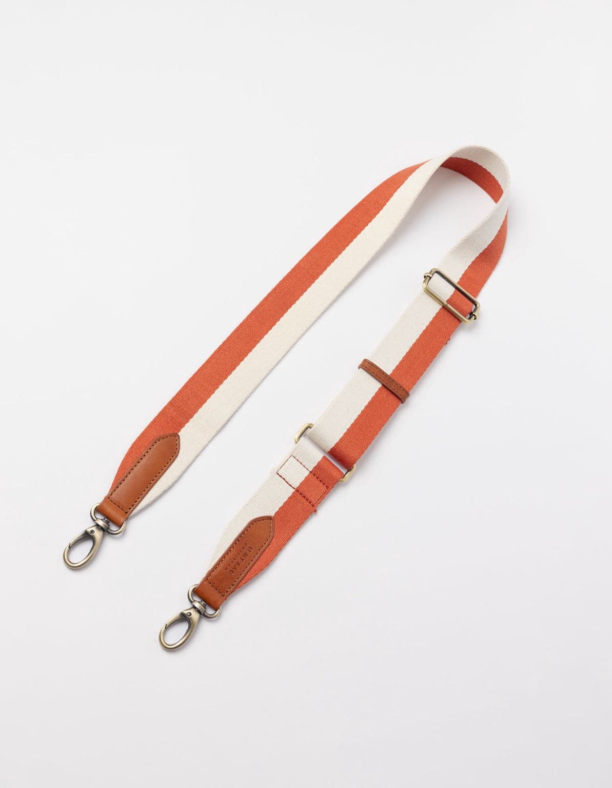 Striped Webbing Strap Copper & White / Cognac Classic Leather – O My Bag