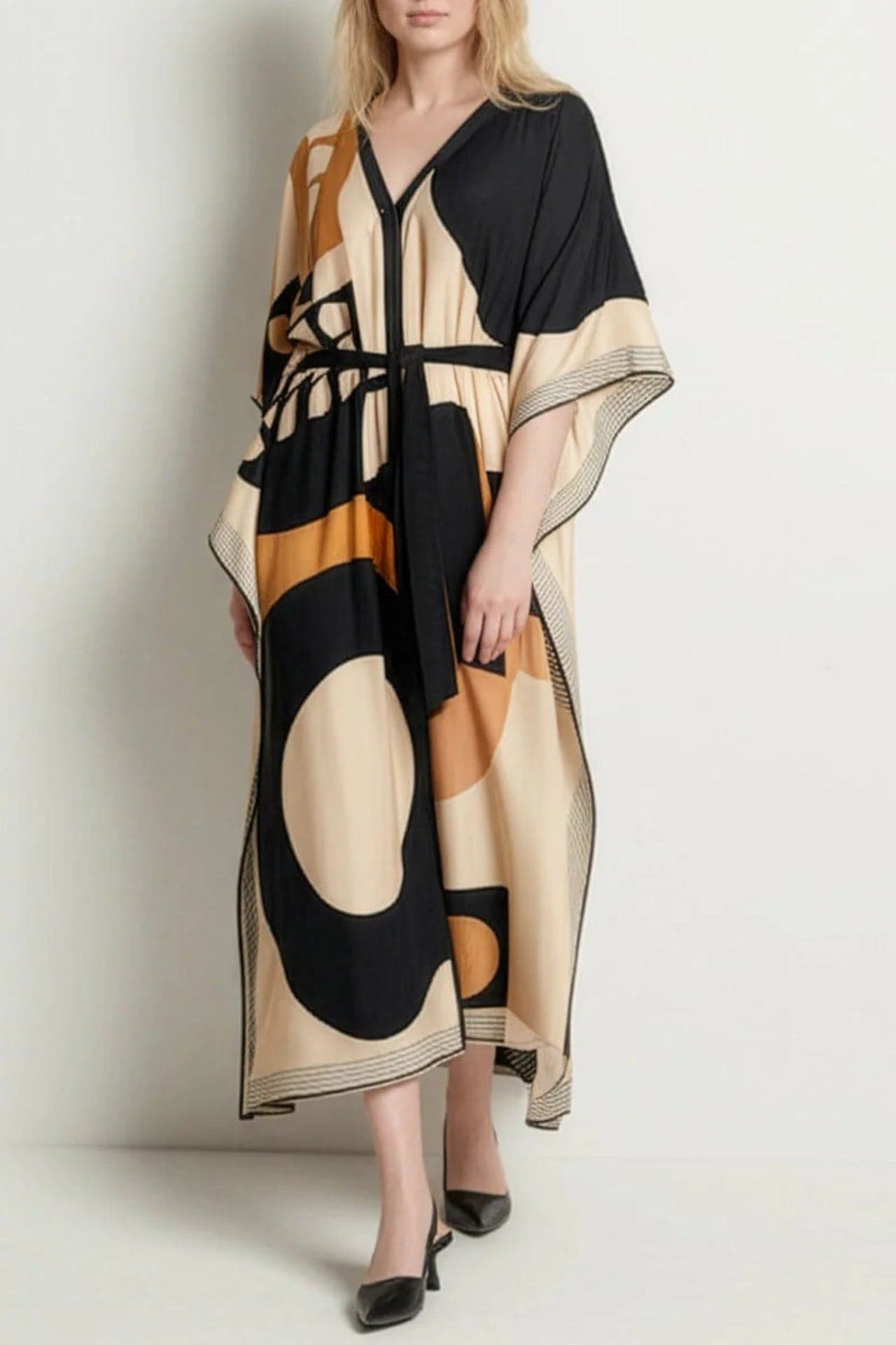 Riviera Diagram Caftan Dress Multicolor – Studio Heijne