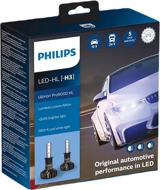 Led-polttimo, H3 Ultinon Pro9000, pari, Philips – Philips