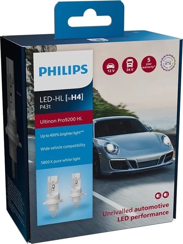 Led-polttimo, H4, Ultinon Pro9200, pari, Philips – Philips