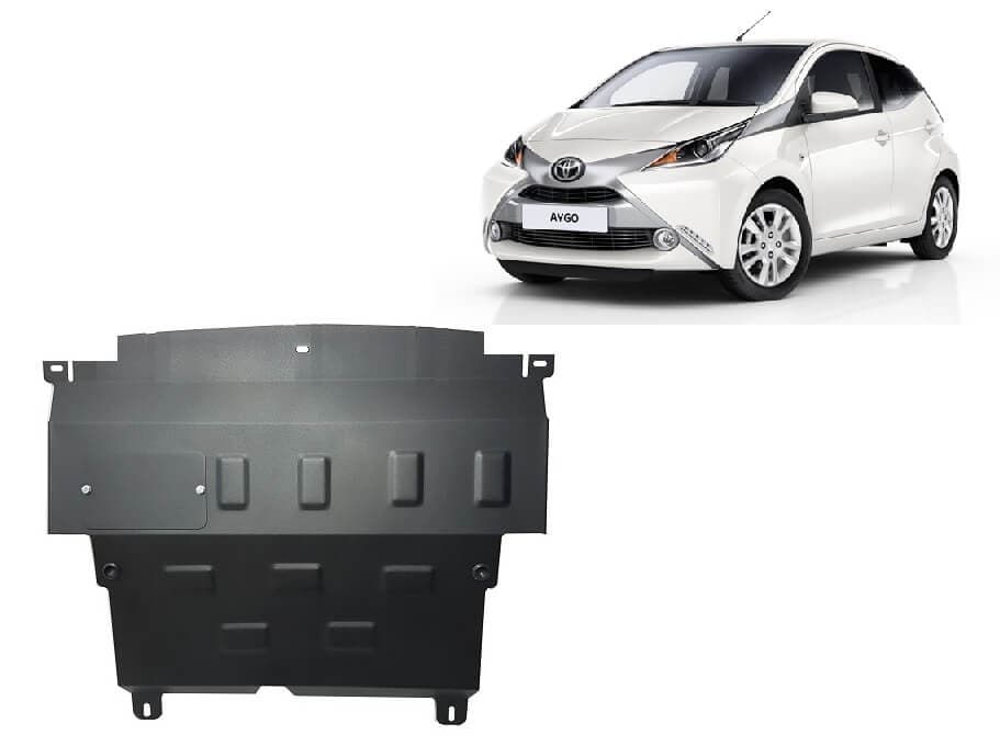 Pohjapanssari Toyota Aygo (2014-2022), moottori, vaihdelaatikko, jäähdytin, terästä – Scut Protection