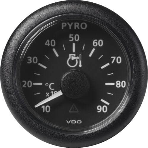 Pyrometri - pakokaasun lämpömittari Ø52 mm, VDO Pakokaasun lämpömittari 100- 900° C 12-24 V, Musta mittari – VDO
