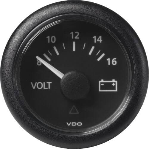 Volttimittari Ø52 mm, VDO Musta Volttimittari 8-16 V, 12 V – VDO