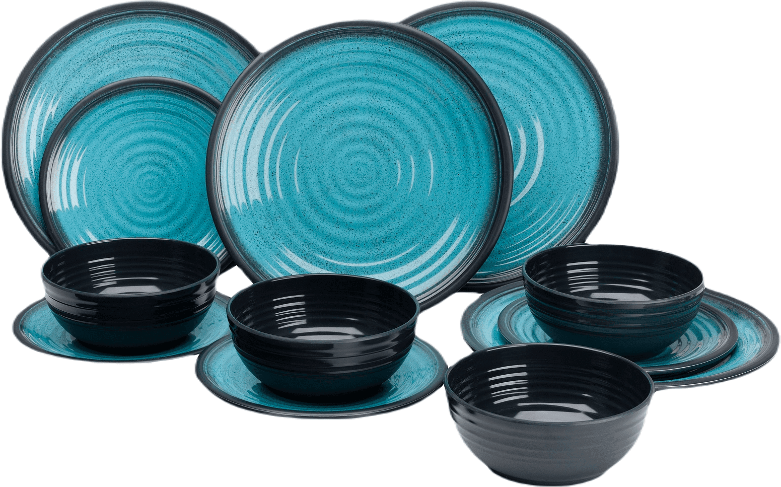 Melamiiniastiasto Granite Aqua, 12 osaa, Flamefield – Flamefield