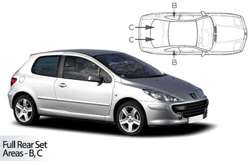Häikäisysuojasarja Peugeot 307, 3 ovinen (2003-2008), Car Shades – CarShades