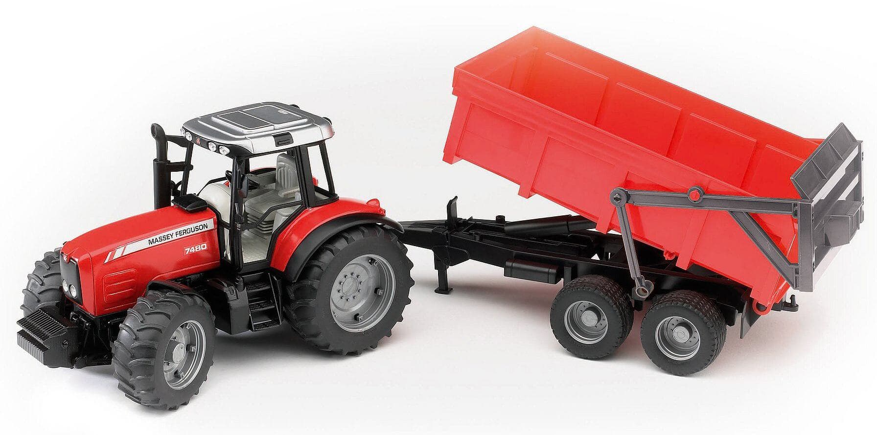 Lelu Traktori Massey Ferguson 7480 perävaunulla (1:16), Bruder – Bruder