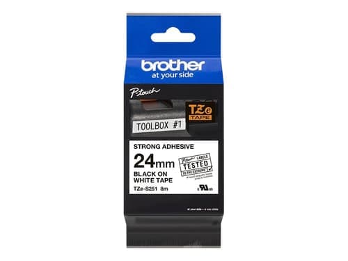Brother Tape 24mm Tze-s251 Musta/valkoinen Vahva – Brother
