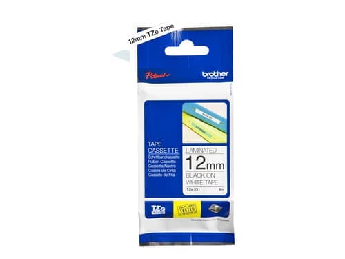Brother Tape 12mm Tze-231 Musta/valkoinen – Brother