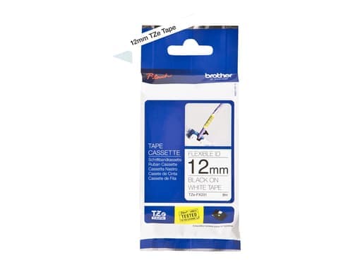 Brother Tape 12mm Tze-fx231 Musta/valkoinen Joustava – Brother