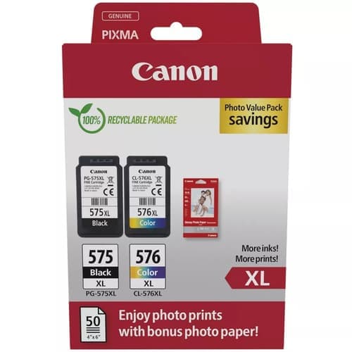 Canon Muste Photo Value Pack Pg-575xl/cl-576xl + Paperi Gp-501 50kpl – Canon