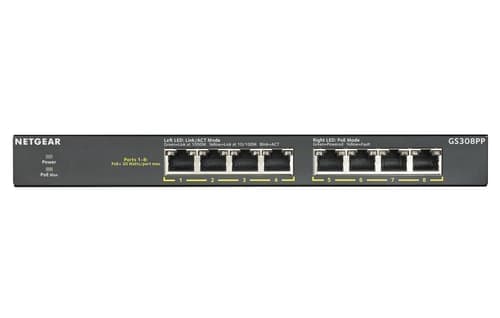 Netgear Gs308pp 8-port Gigabit Ethernet Unmanaged Essential Poe+ 83w – Netgear