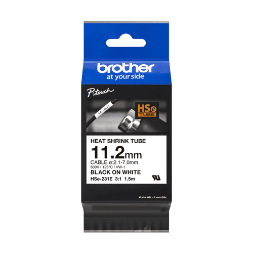 Brother Tape Kutisteputki 11,2mm Hse-231e Musta/valkoinen – Brother