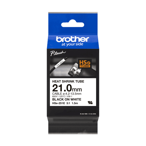 Brother Tape Kutisteputki 21mm Hse-251e Musta/valkoinen – Brother