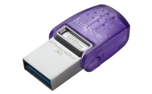 Kingston Technology Datatraveler Microduo 3c Usb-muisti 128 Gb Usb Type-a / Usb Type-c 3.2 Gen 1 (3.1 Gen 1) Ruostumaton Teräs, Purppura 128gb Usb-a / Usb-c Ruostumaton Teräs, Purppura – Kingston
