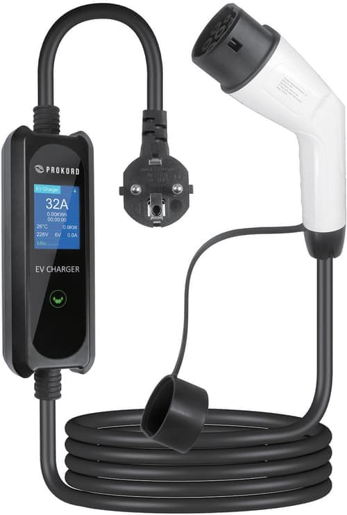 Prokord Kannettava Ev-laturi Schuko Tyypille 2 - 16a 1-vaiheinen 3,6kw 5m 5m – Prokord