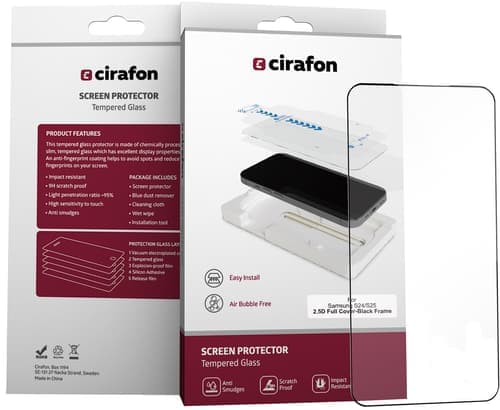 Cirafon Recycled Ultra-wide (double Tempered) Näytönsuoja Samsung Galaxy S24, Samsung Galaxy S25 – Cirafon