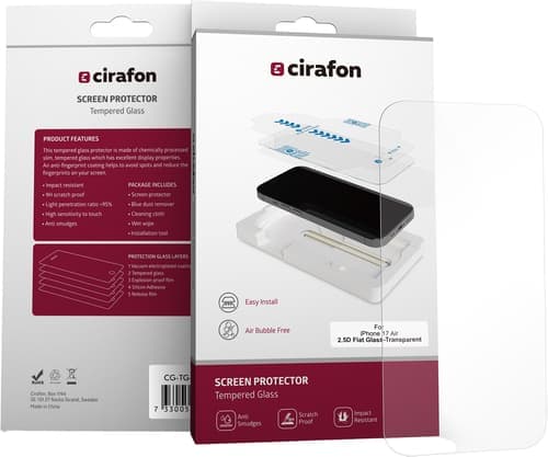 Cirafon Recycled Ultra-wide (double Tempered) Näytönsuoja Iphone Air – Cirafon