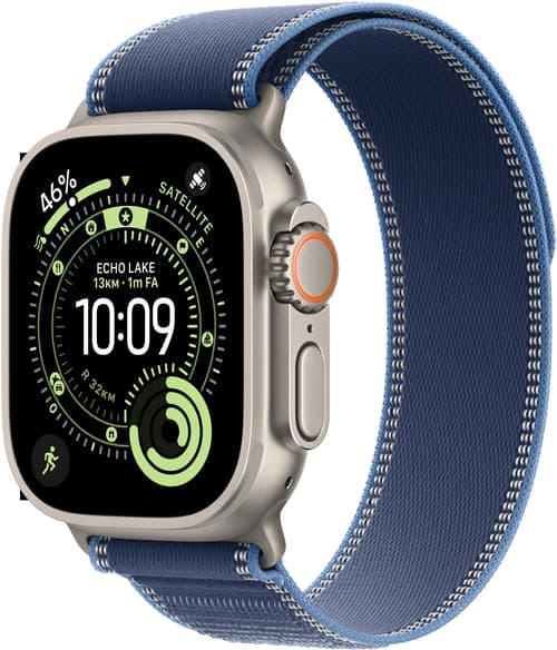 Apple Watch Ultra 3 Gps + Cellular 49mm Natural Titanium Case With Blue/bright Blue Trail Loop - S/m – Apple