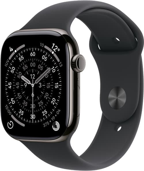 Apple Watch Series 11 Gps + Cellular 46mm Slate Titanium Case With Black Sport Band - M/l – Apple