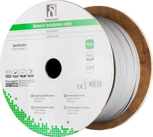 Deltaco Bulk-kaapeli Ei Cat 6 305m Harmaa – Deltaco