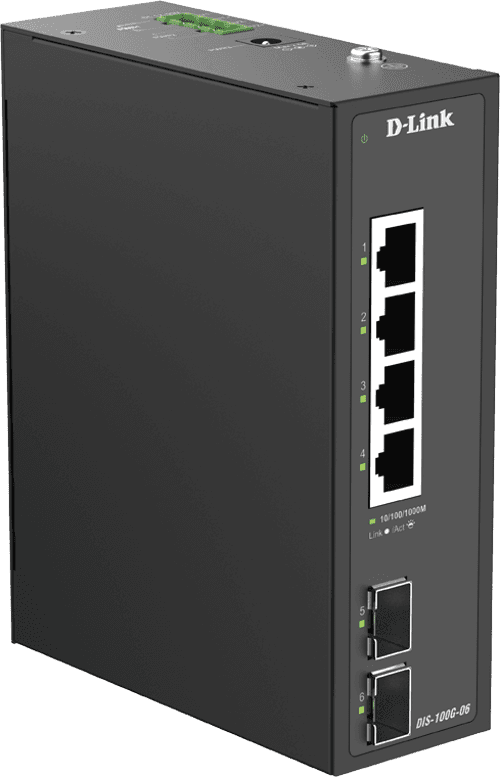D-link Dis-100g-06 Verkkokytkin Hallitsematon L2 Gigabit Ethernet (10/100/1000) Din Rail Musta – D-Link