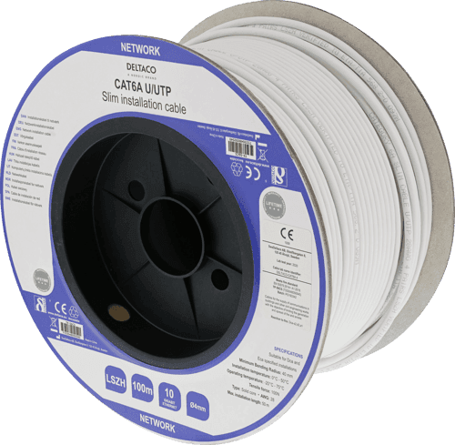 Deltaco Bulk Cable (slim) Ei Cat 6a 100m Valkoinen – Deltaco