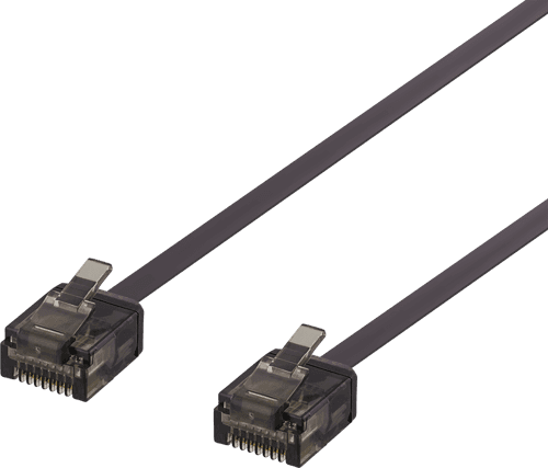 Deltaco U/utp Cat6a Laitekaapeli, Litteä, 1mm Paksu, 0,3m, Musta Rj-45 Cat 6a 0.3m Musta – Deltaco