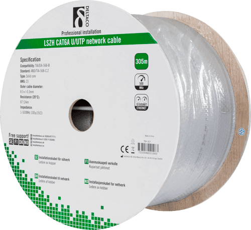 Deltaco Bulk-kaapeli Ei Cat 6a 305m Harmaa – Deltaco