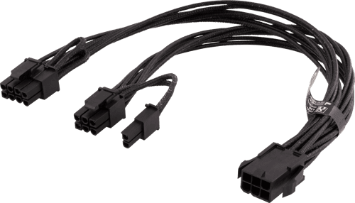 Deltaco Pcie-virtakaapeli, 6-pin - 2x 8-pin, 0,3m, Musta 0.03m Pcie (6-pin) Musta – Deltaco